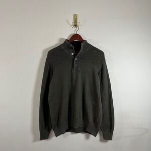 Tricots St Raphael Knit Henley Sweater Olive Green Mens Large Gorpcore